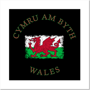 Flag of Wales UK Cymru Am Byth - seal - symbol - logo emblem retro vintage Posters and Art